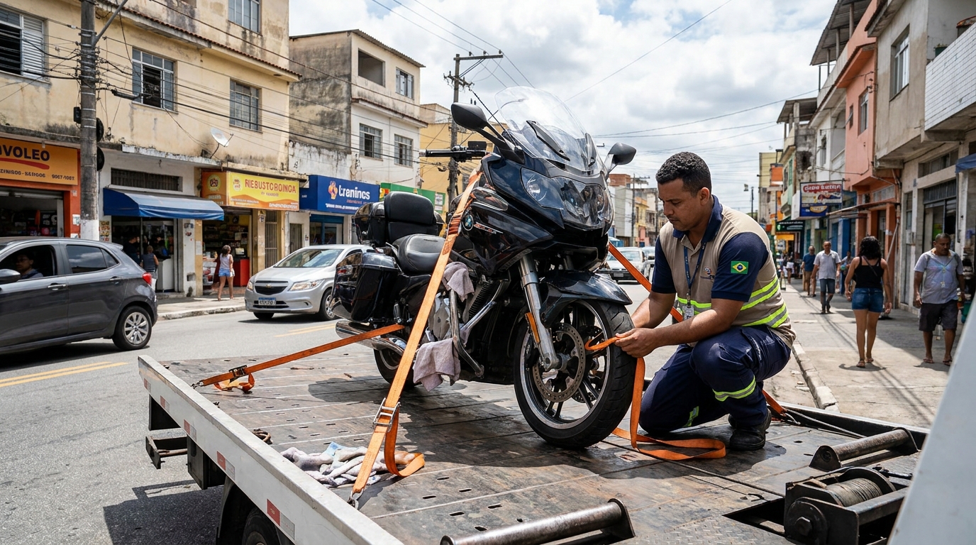Remoção de Moto em Pane na Flórida, Praia Grande‑SP